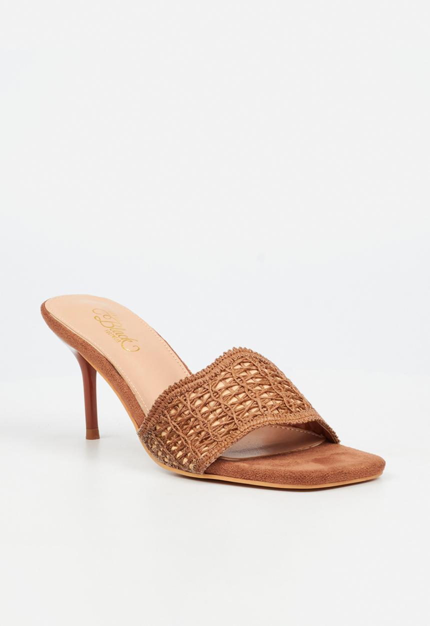 Miss Black - Macrame 1 macrame heel - tan