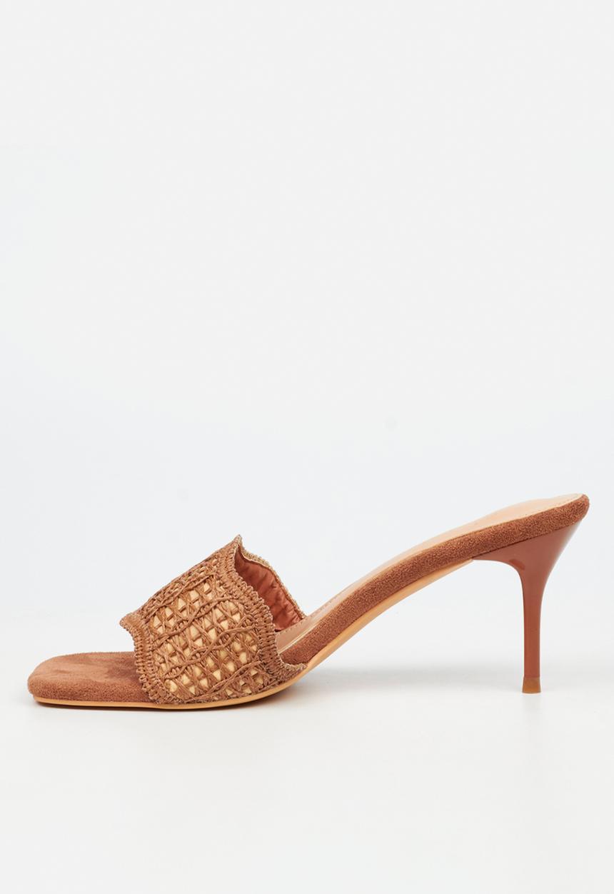 Miss Black - Macrame 1 macrame heel - tan