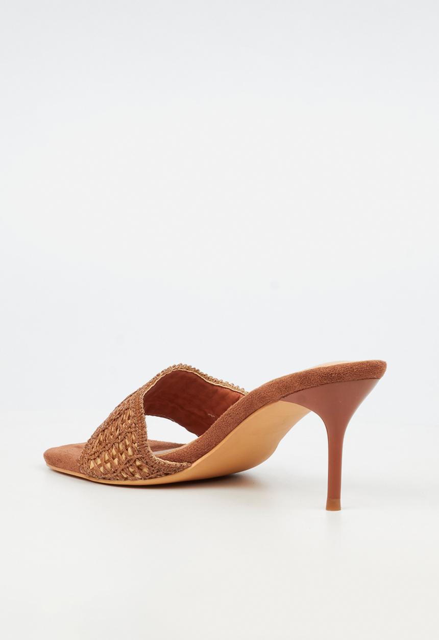 Miss Black - Macrame 1 macrame heel - tan