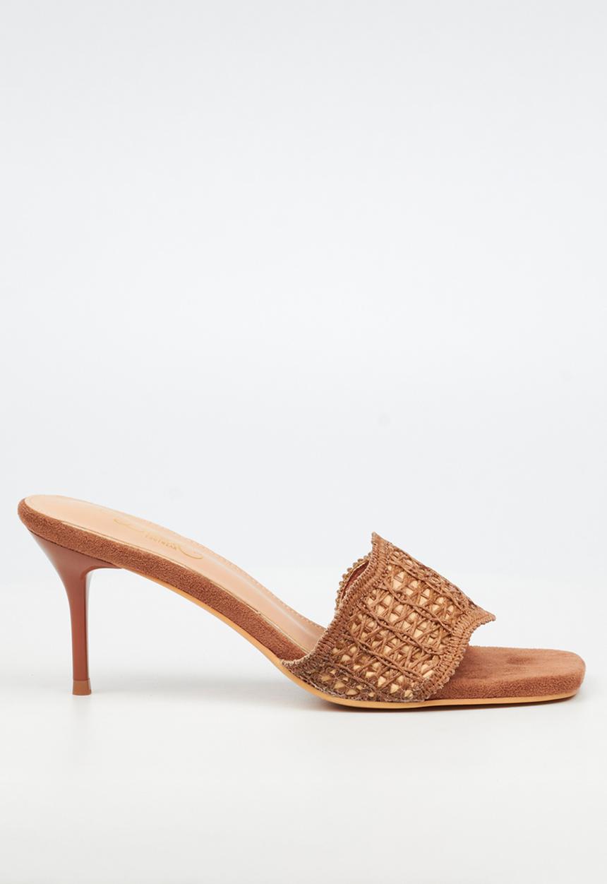 Miss Black - Macrame 1 macrame heel - tan
