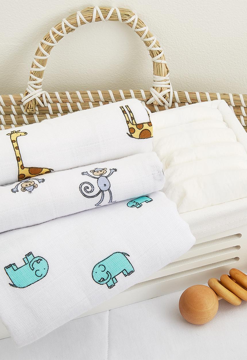 Aden & Anais - Musy Squares Cotton Muslin 3Pk - Jungle Jam 3-Pack