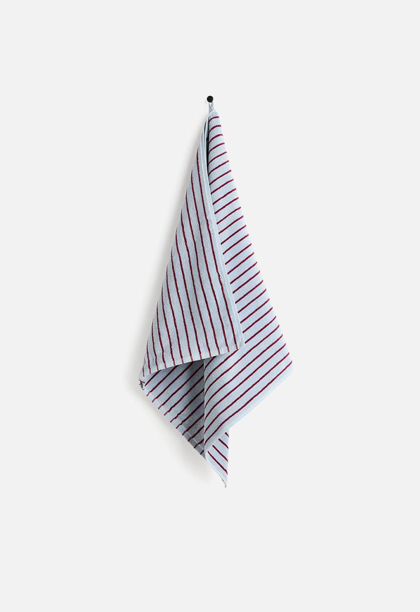 H&M - Striped bath towel  - light blue/dark red striped