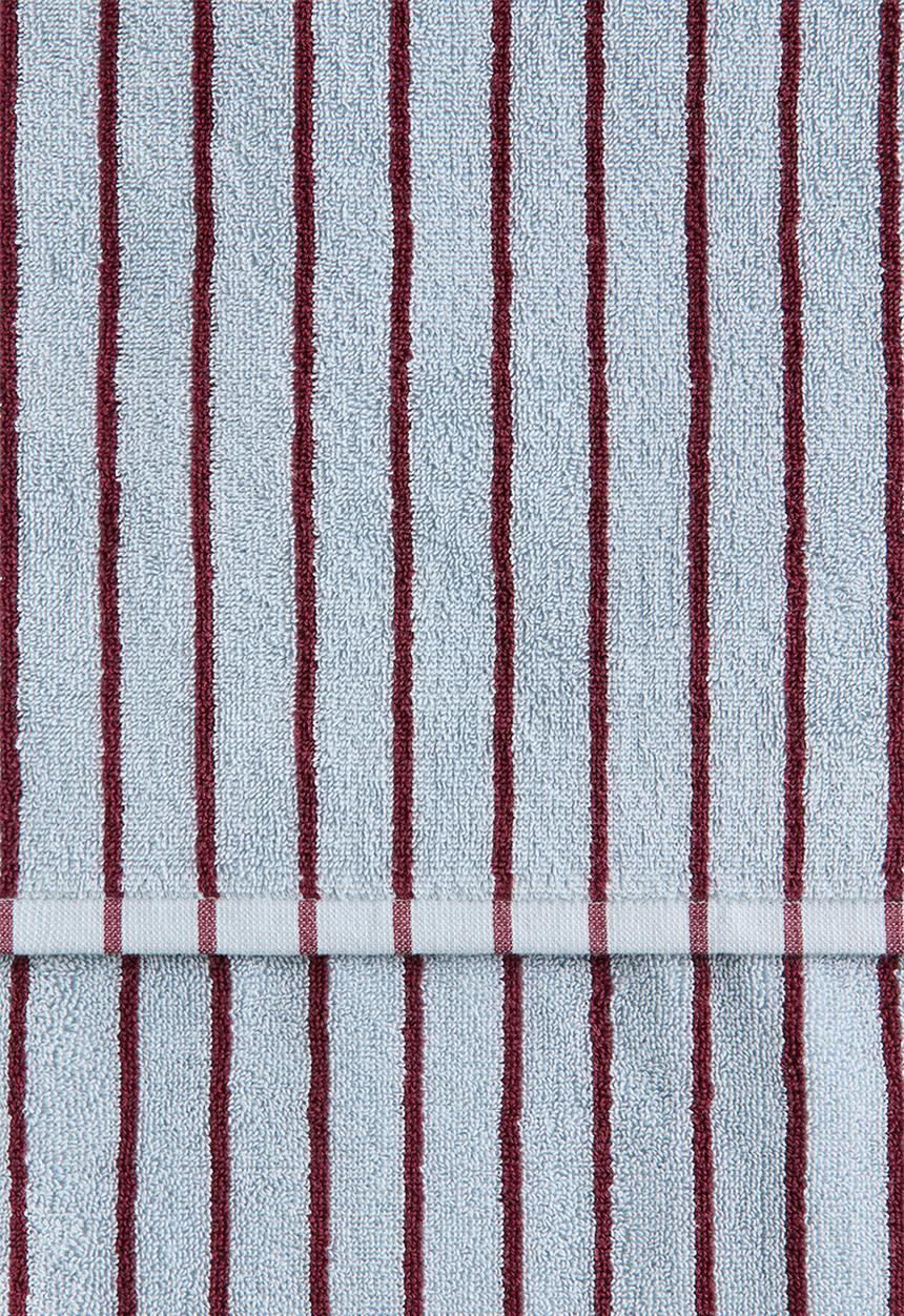 H&M - Striped bath towel  - light blue/dark red striped