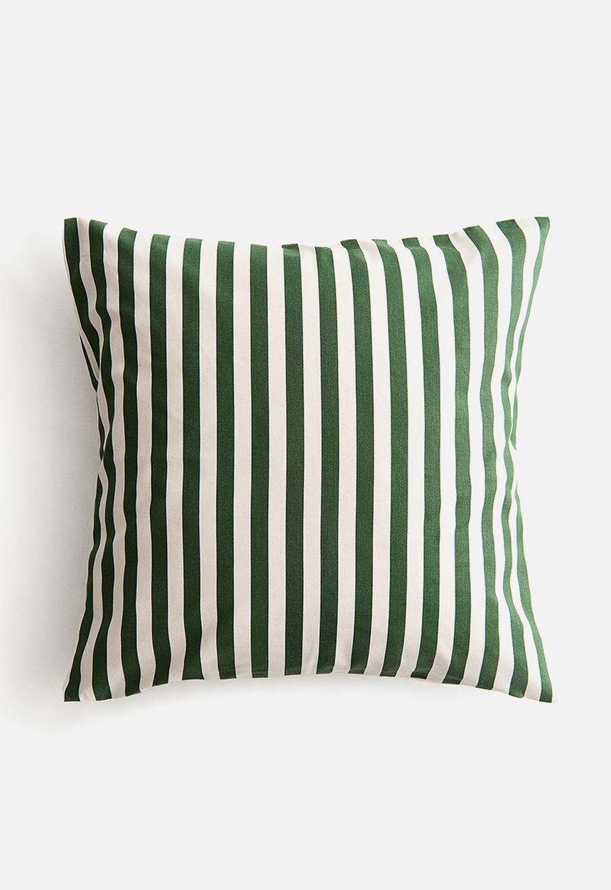 H&M - Outdoor cushion cover - dark green/striped