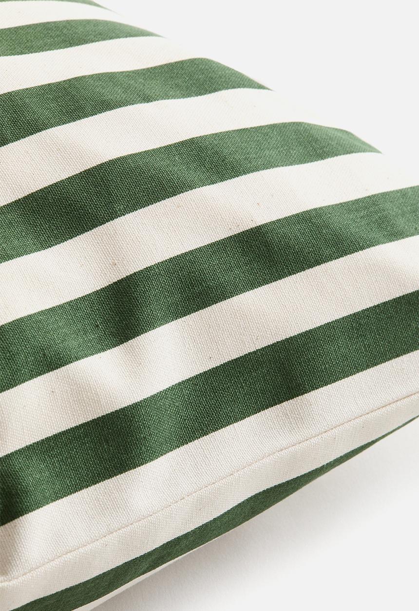 H&M - Outdoor cushion cover - dark green/striped