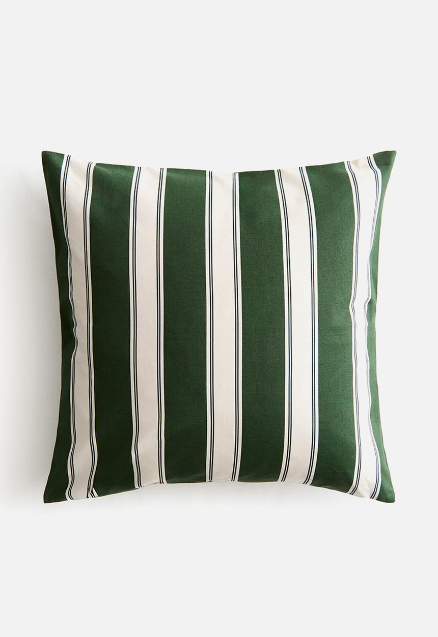 H&M - Outdoor cushion cover - dark green/striped