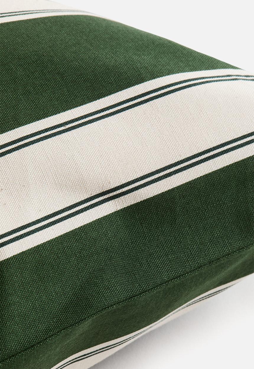 H&M - Outdoor cushion cover - dark green/striped