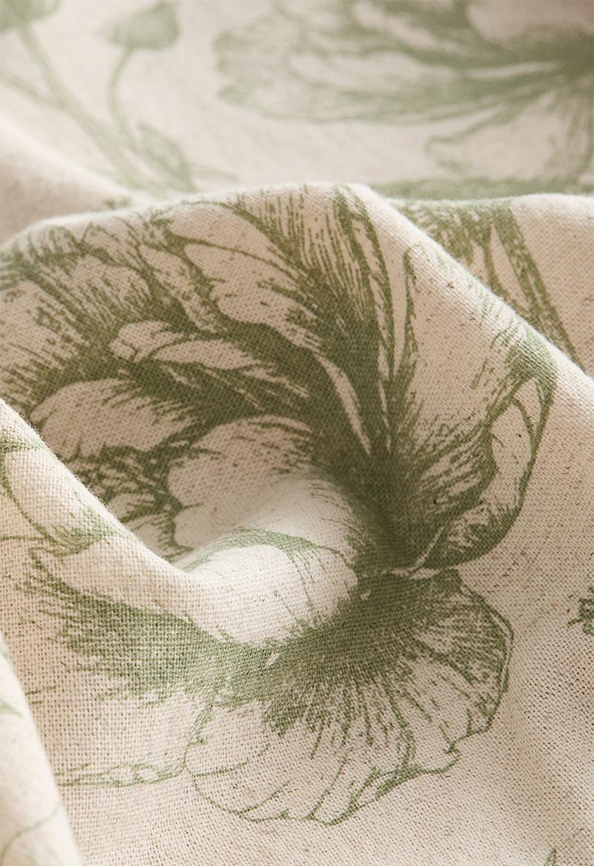 H&M - Linen-blend cushion cover - light beige/floral
