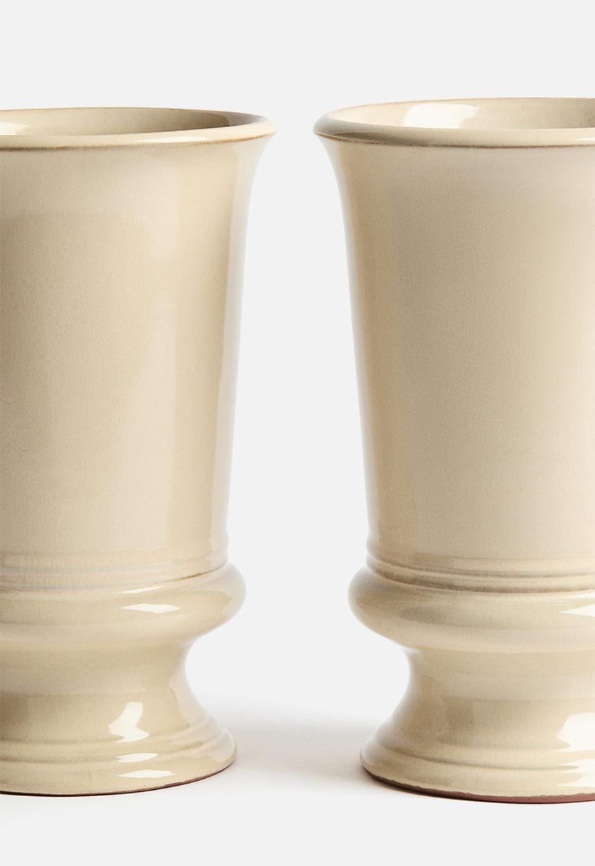 H&M - Reactive-glaze terracotta vase - light beige