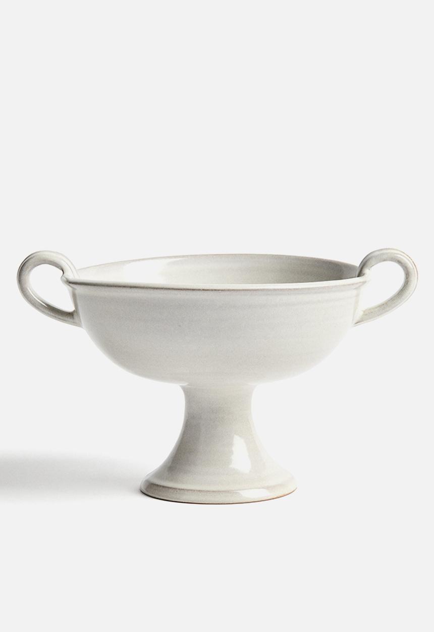 H&M - Footed reactive-glaze serving bowl - white