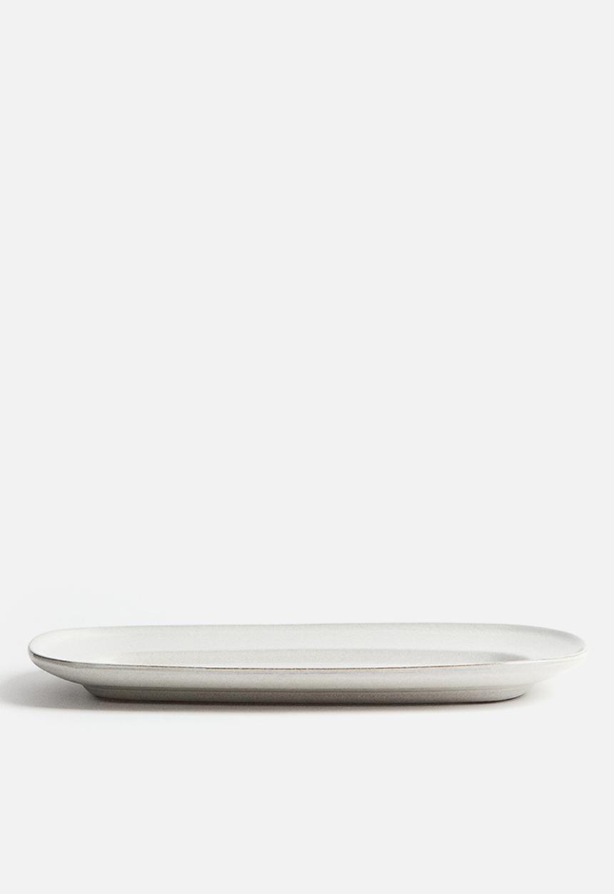 H&M - Reactive-glaze serving plate - white