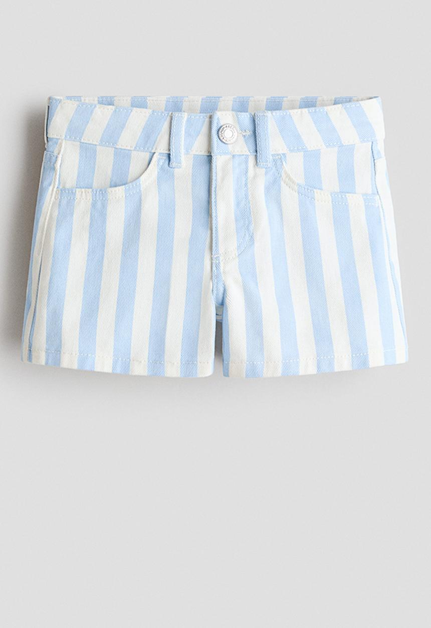 H&M - Denim shorts - light blue/striped