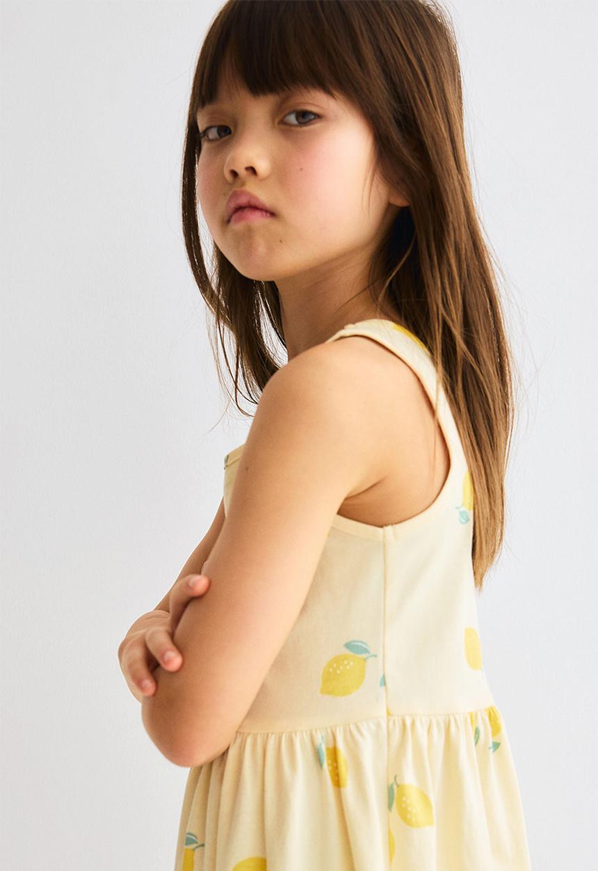 H&M - Patterned cotton dress - light yellow/lemons