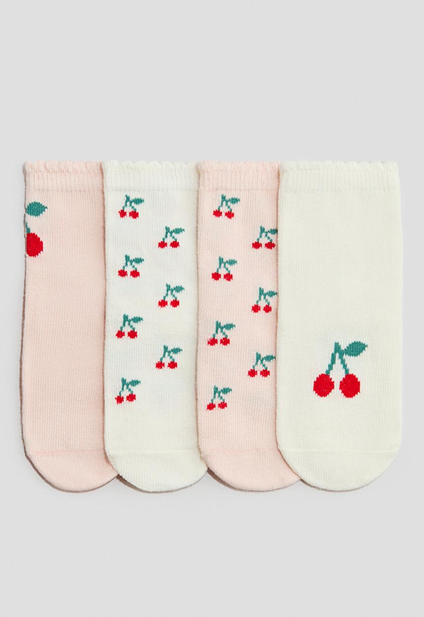 H&M - 4-pack socks - light pink/cherries