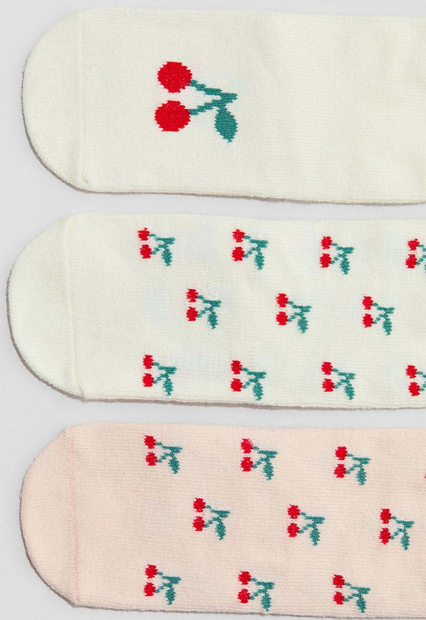 H&M - 4-pack socks - light pink/cherries