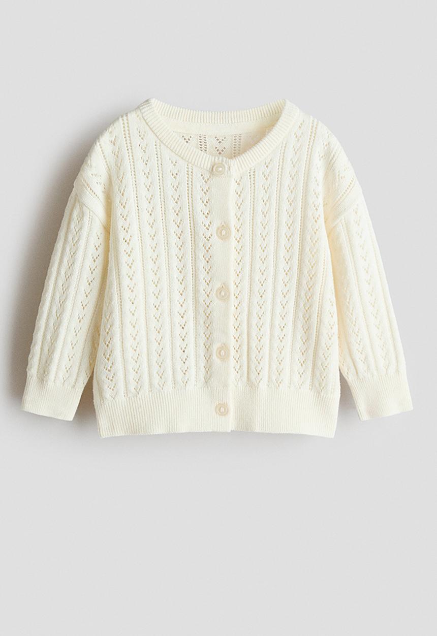 H&M - Pattern-knitted cotton cardigan - white
