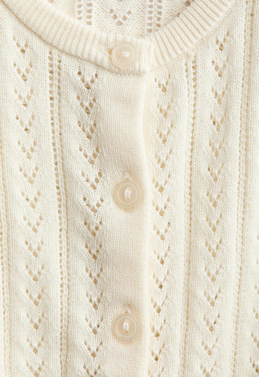 H&M - Pattern-knitted cotton cardigan - white