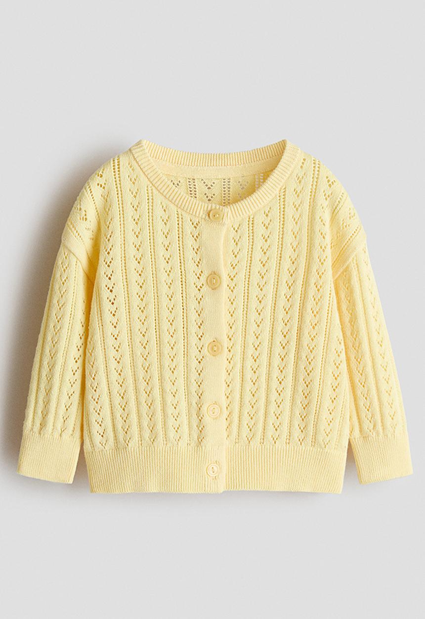H&M - Pattern-knitted cotton cardigan - yellow
