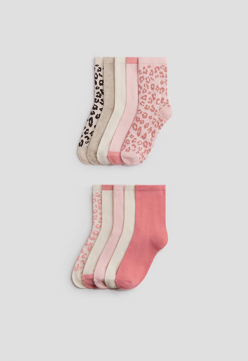 H&M - 10-pack socks - light pink/leopard print