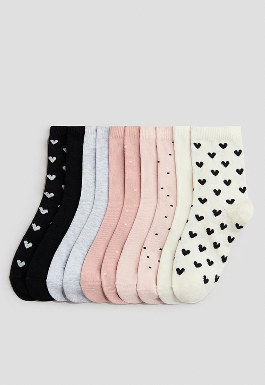 H&M - 10-pack socks - light pink/hearts