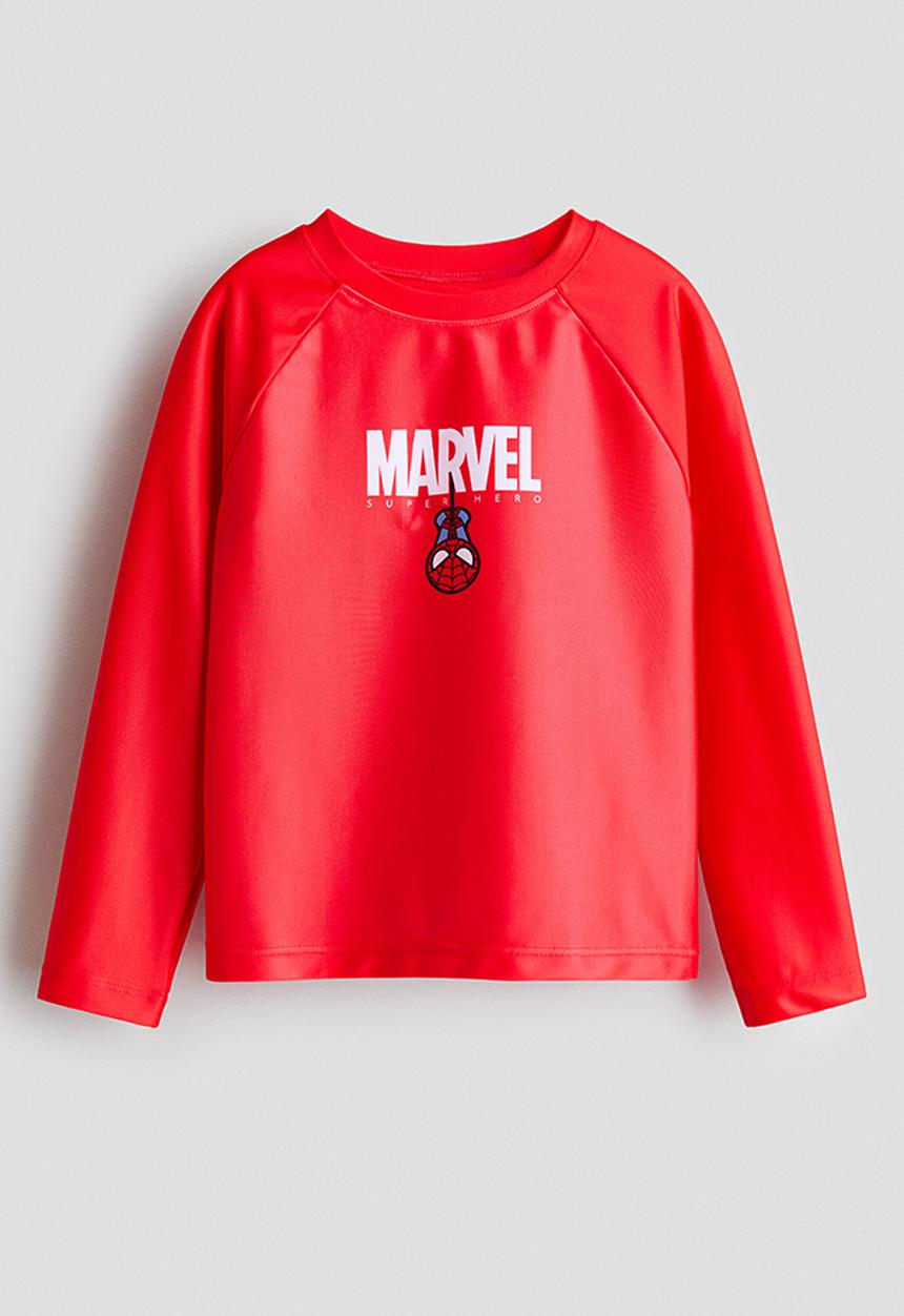 H&M - Upf 50 printed swim top - red/marvel comics