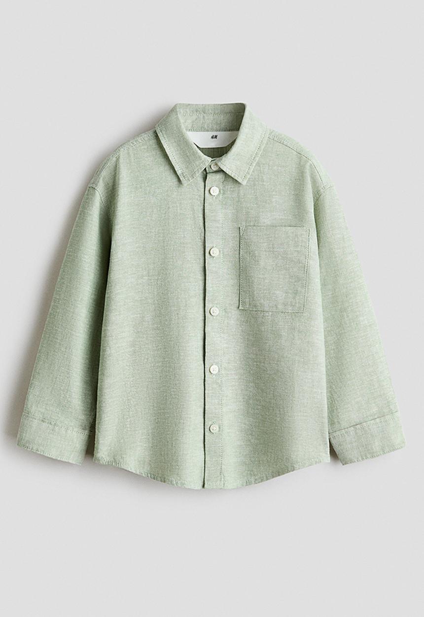 H&M - Linen-blend shirt - light green marl