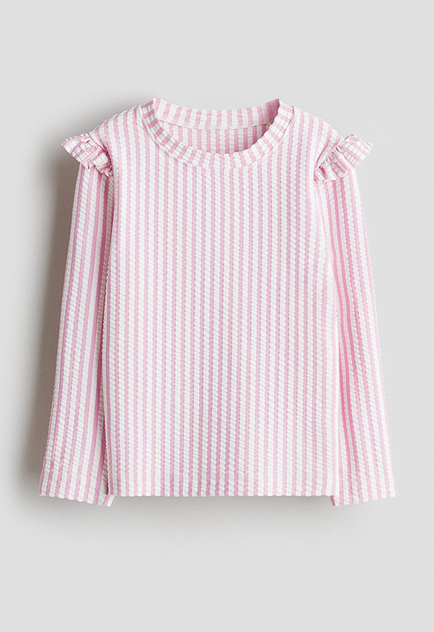 H&M - Upf 50 swim top - light pink/white striped