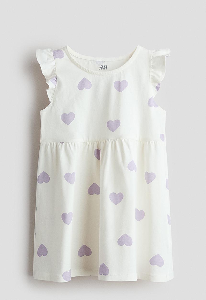 H&M - Printed cotton dress - white/hearts