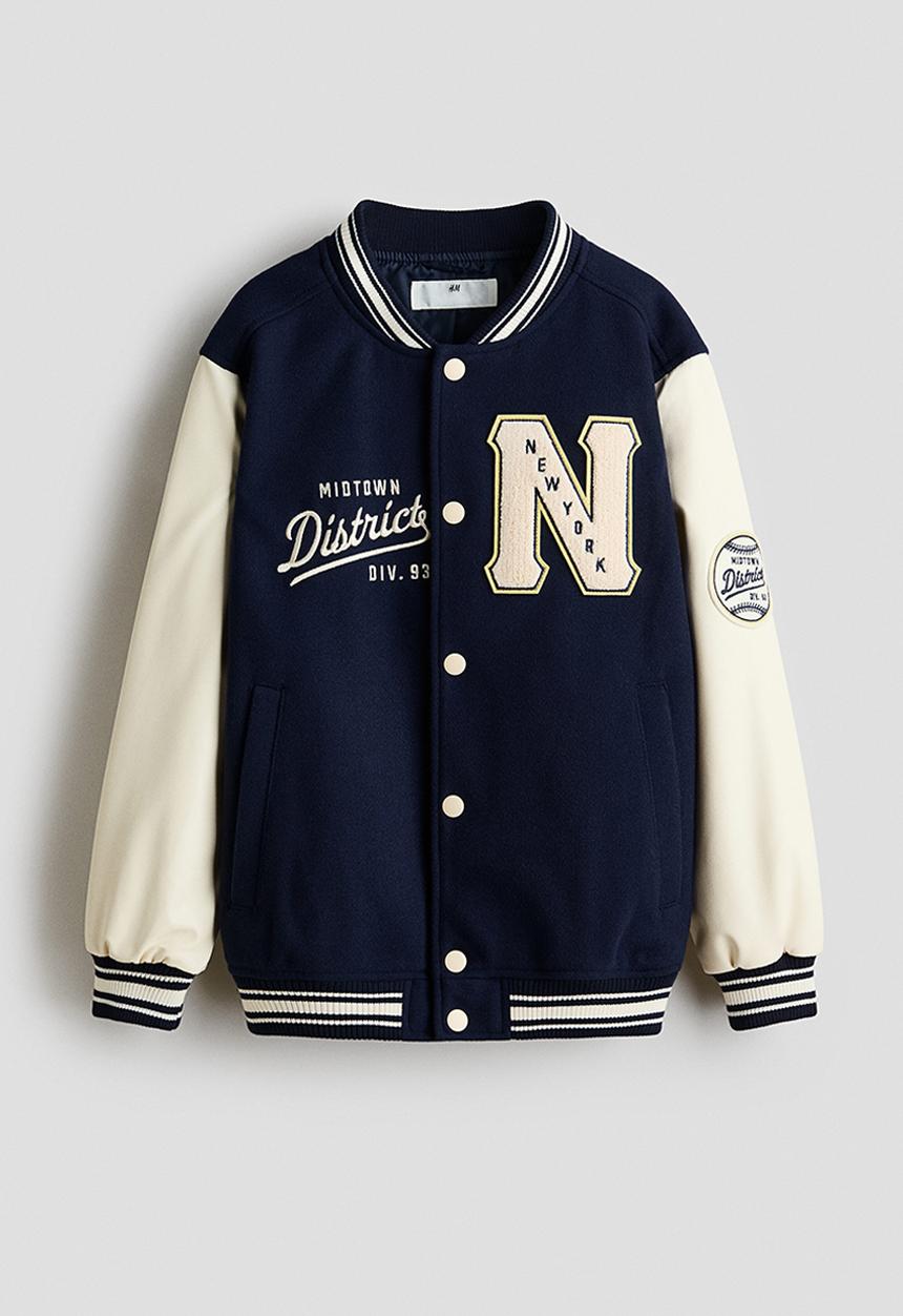 H&M - Appliqu?d baseball jacket - navy blue/new york
