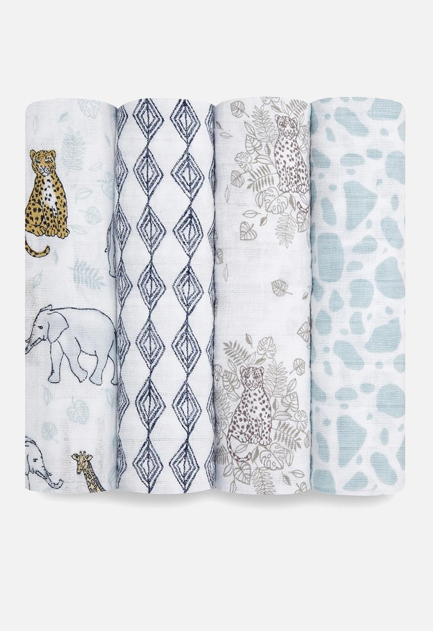 Aden & Anais - Large Swaddles Cotton Muslin 4Pk - Jungle 4-Pack