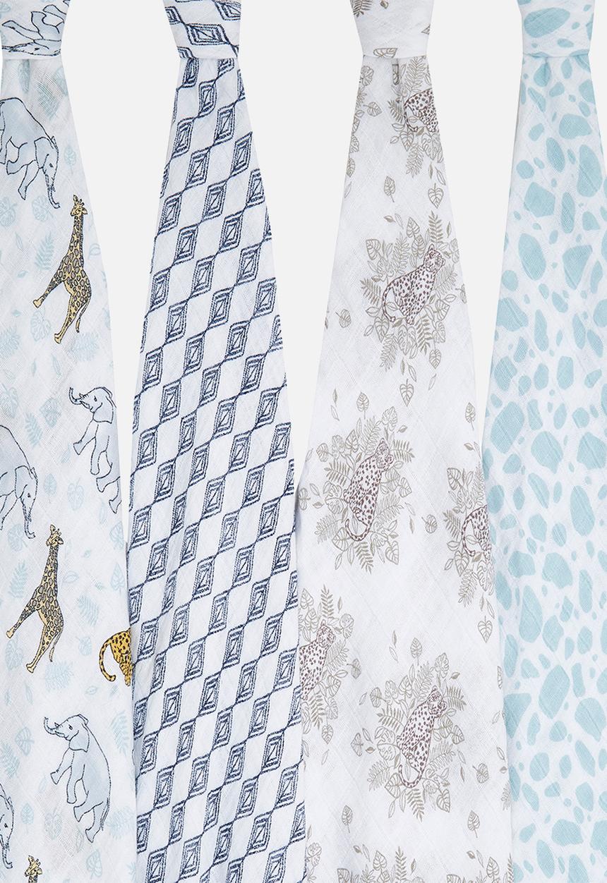 Aden & Anais - Large Swaddles Cotton Muslin 4Pk - Jungle 4-Pack