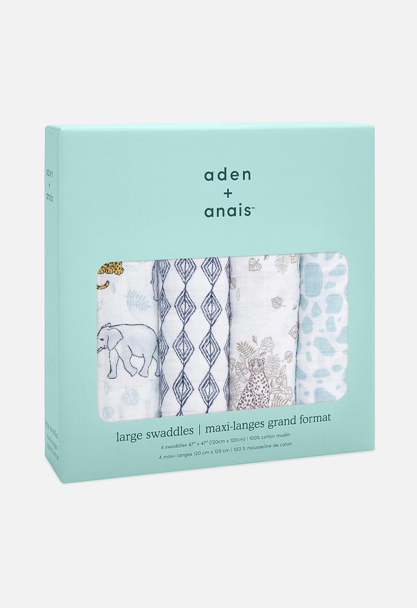 Aden & Anais - Large Swaddles Cotton Muslin 4Pk - Jungle 4-Pack