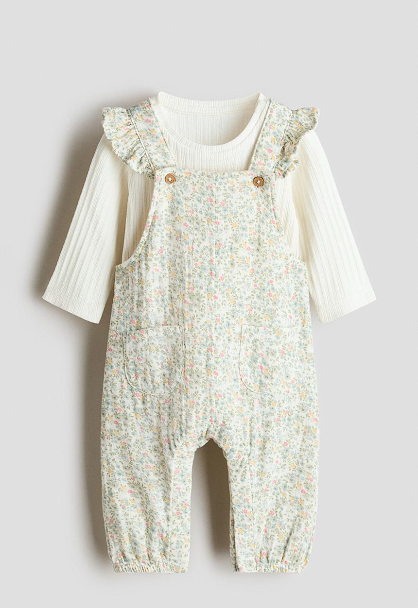 H&M - 2-piece cotton set - green/floral