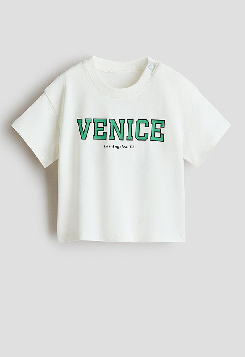 H&M - Printed cotton t-shirt - Cream/Venice