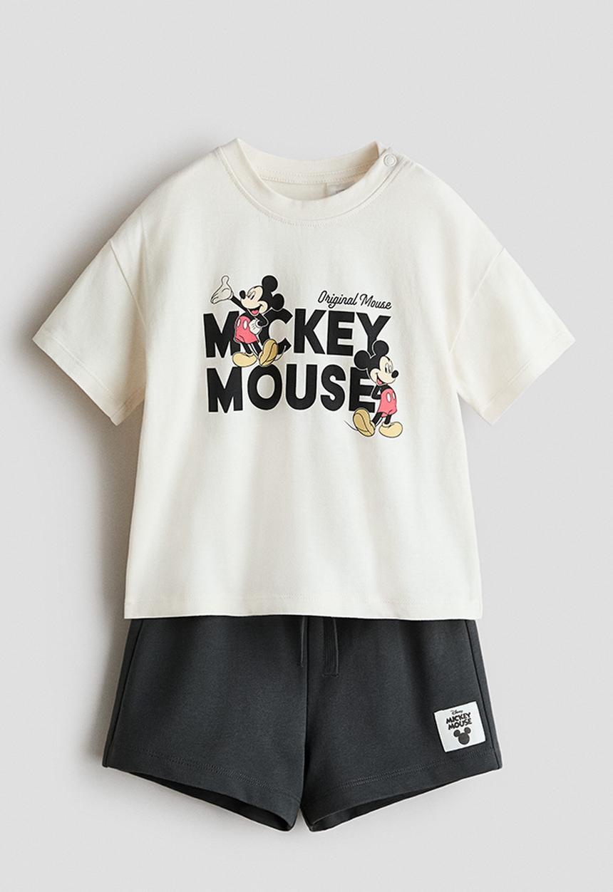 H&M - 2-piece printed set - white/mickey mouse