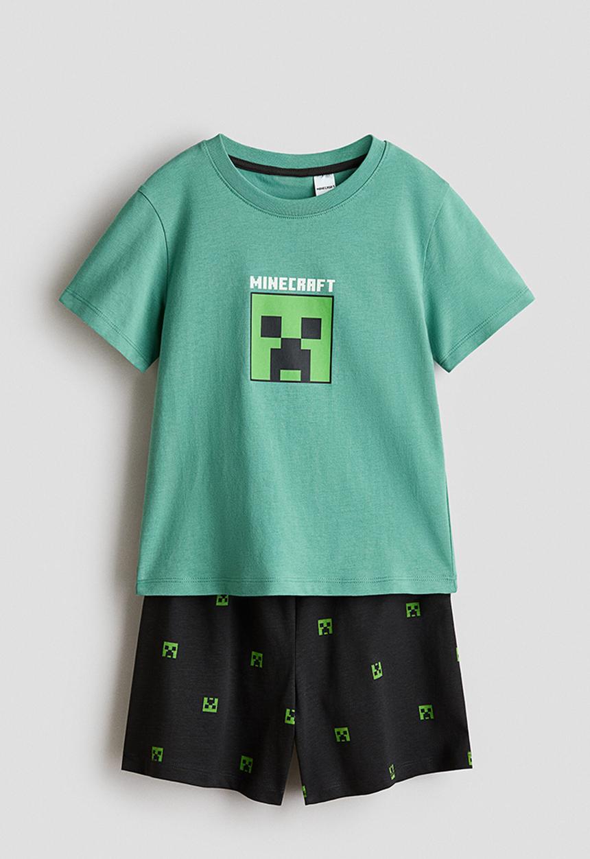 H&M - Printed cotton pyjamas - green/minecraft