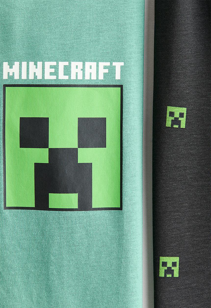 H&M - Printed cotton pyjamas - green/minecraft