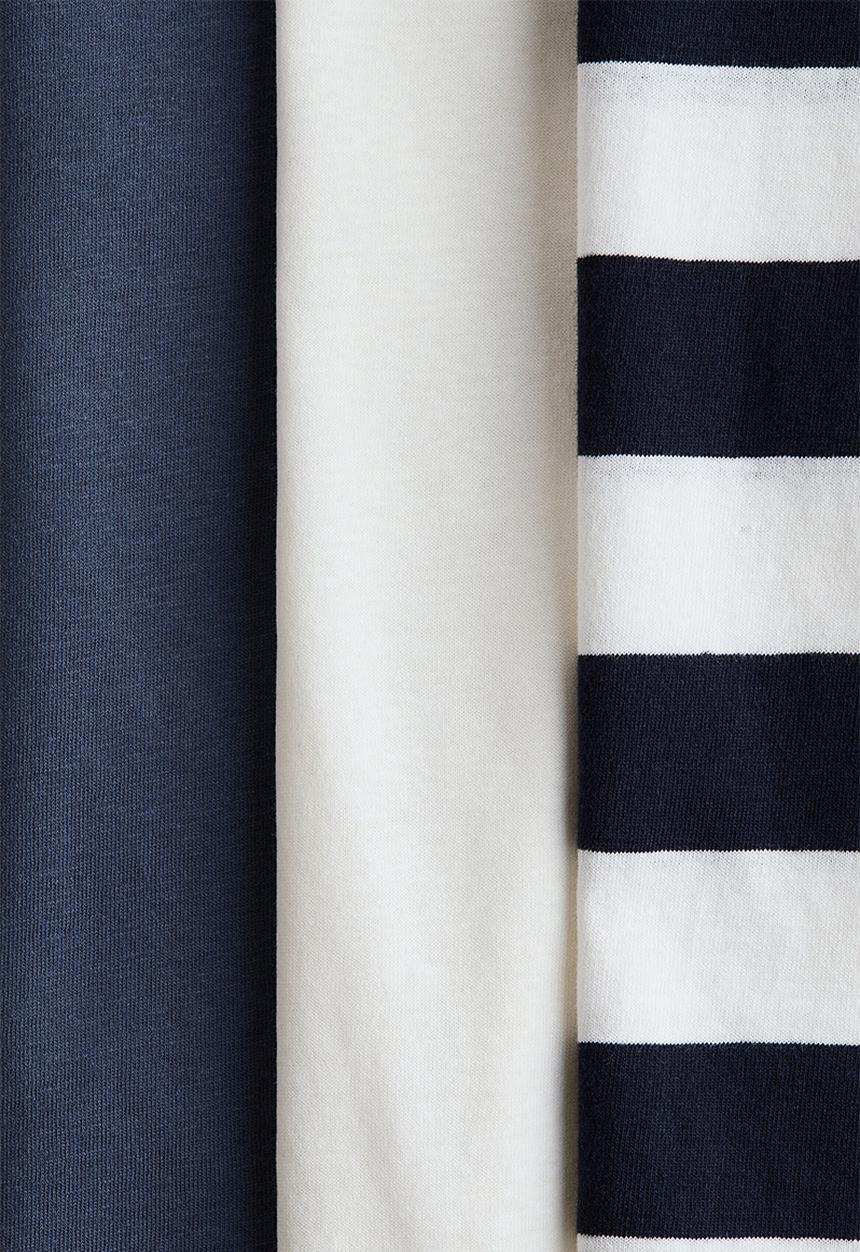 H&M - 3-pack cotton t-shirts - navy blue/striped