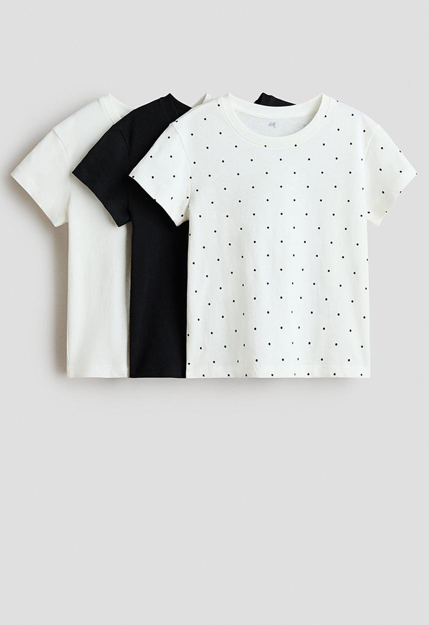 H&M - 3-pack t-shirts - white/polka dot