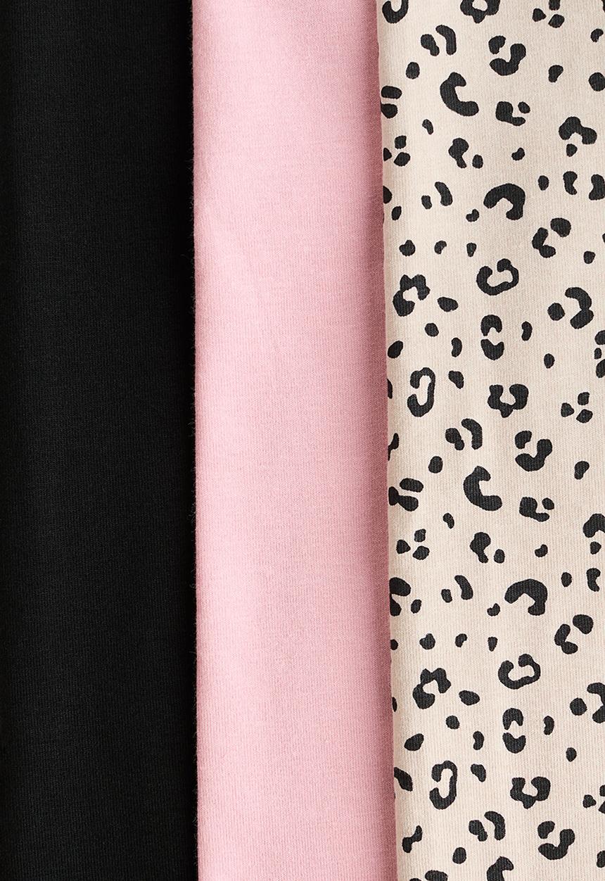 H&M - 3-pack cotton jersey leggings - light beige/leopard print