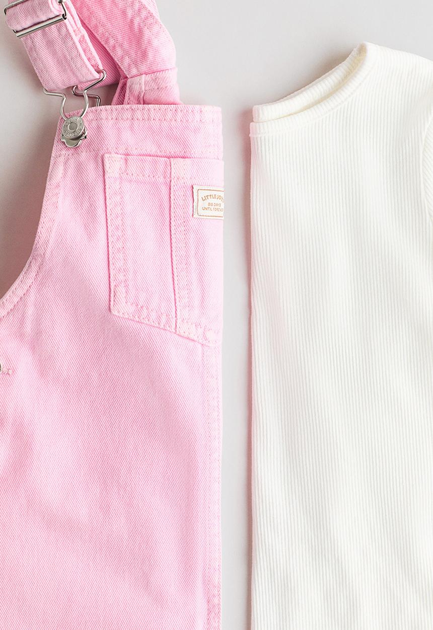 H&M - 2-piece cotton set - light pink/cream