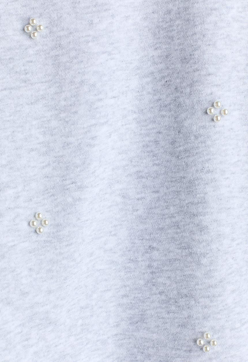 H&M - Motif-detail t-shirt - light grey marl/beads