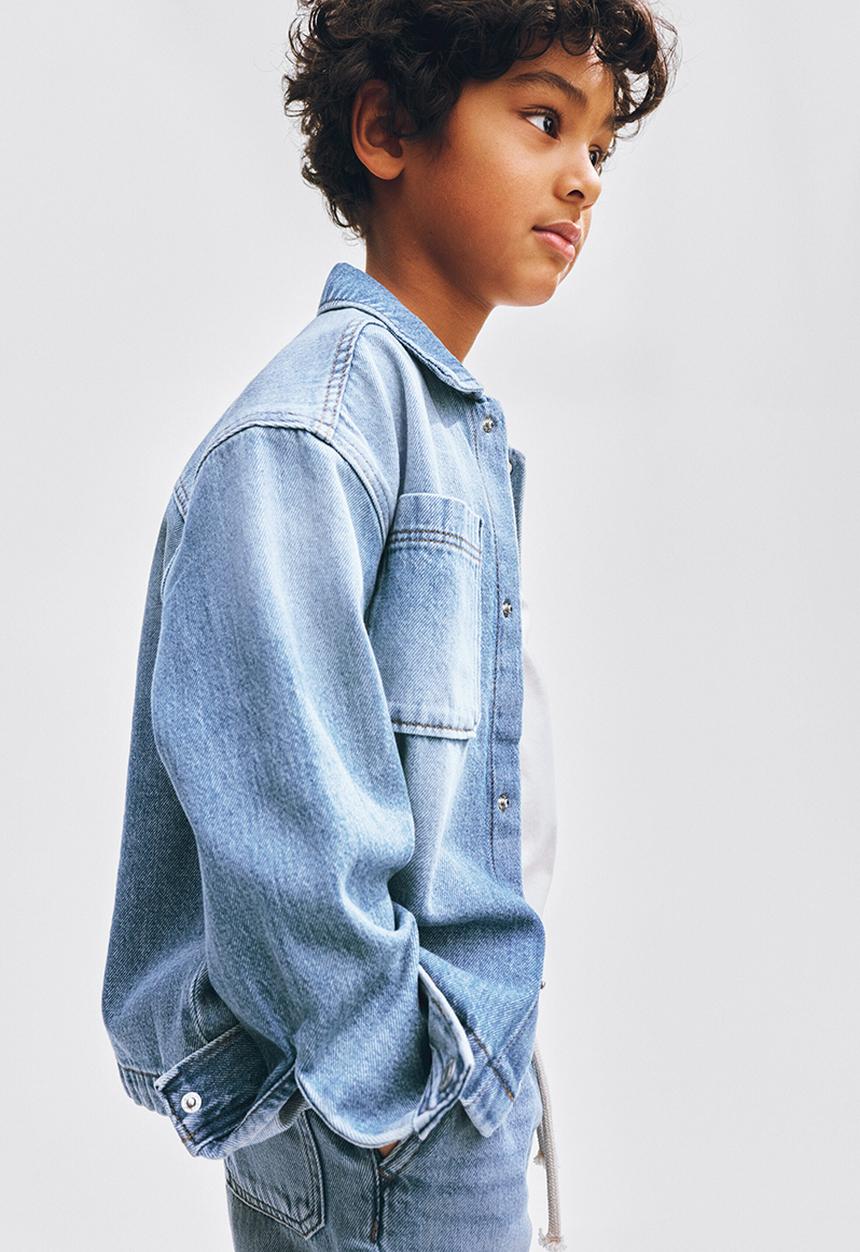 H&M - Oversized denim overshirt - light denim blue