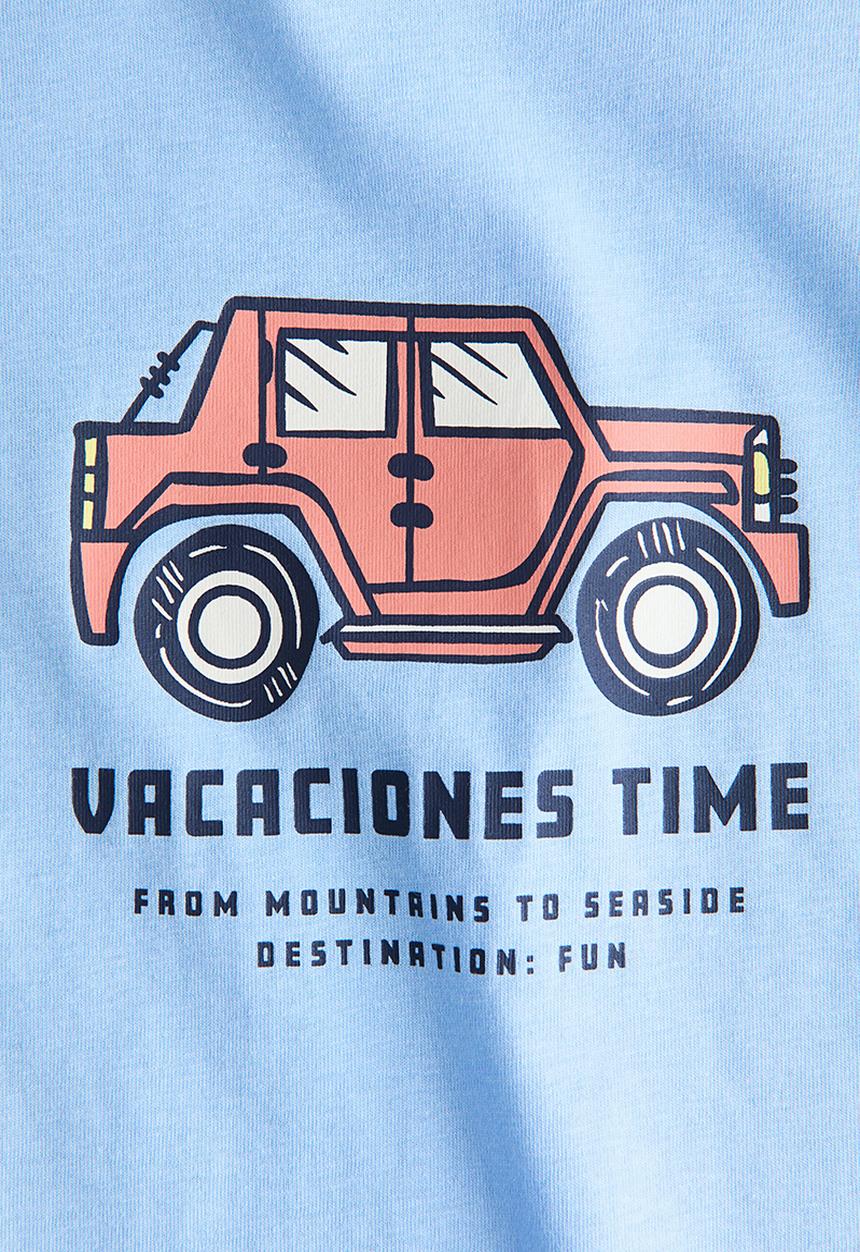 H&M - Printed t-shirt - light blue/car