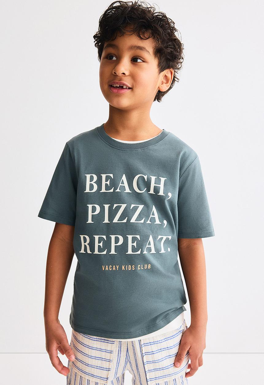 H&M - Printed t-shirt - dark turquoise/beach