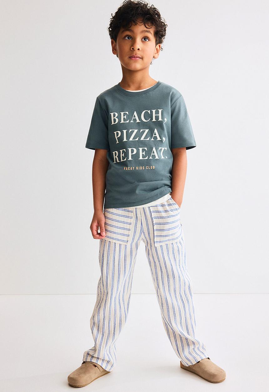 H&M - Printed t-shirt - dark turquoise/beach