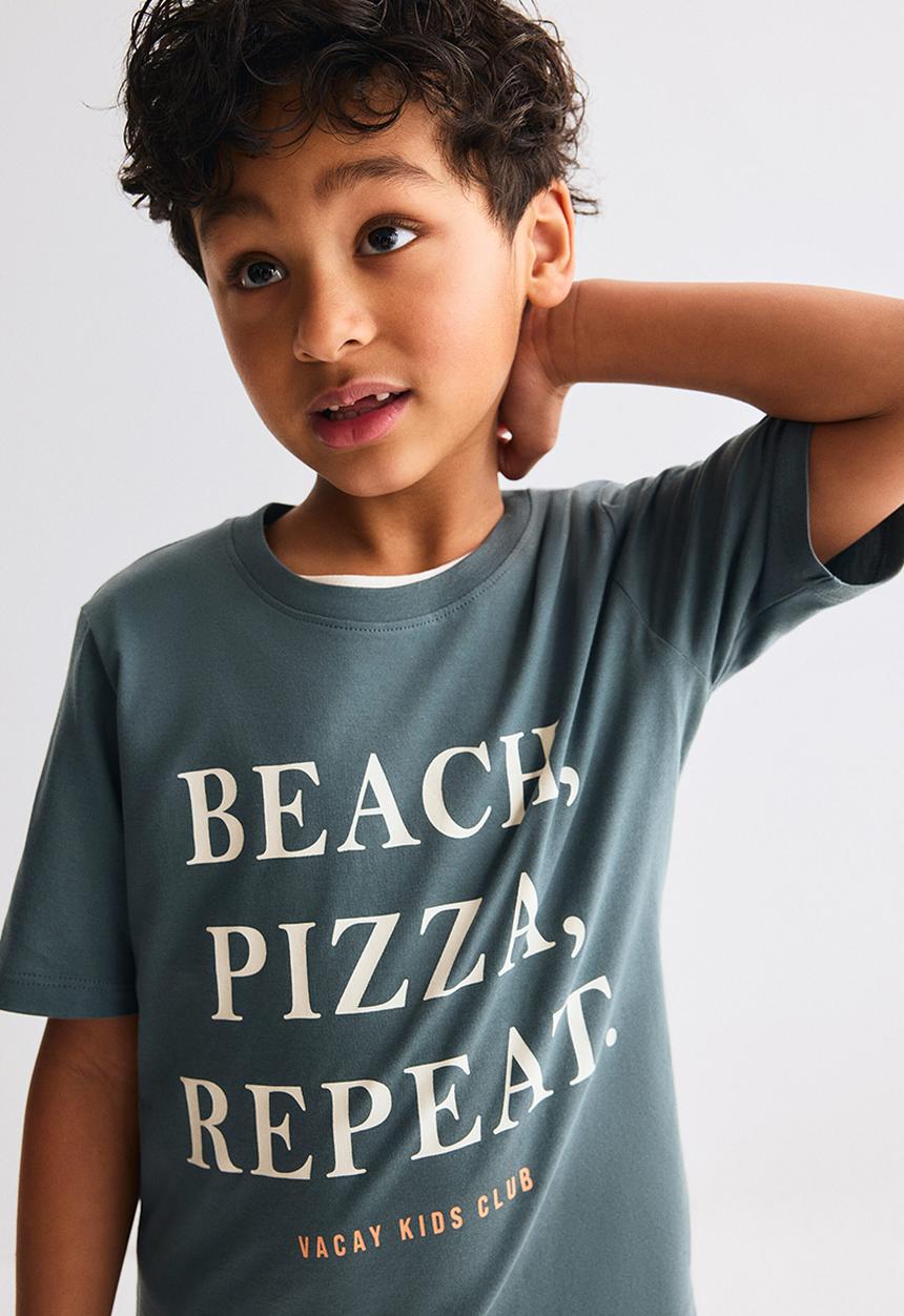 H&M - Printed t-shirt - dark turquoise/beach