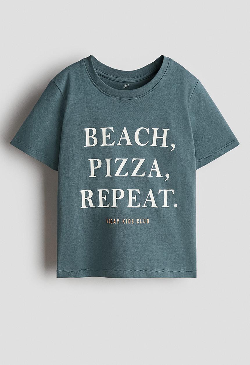 H&M - Printed t-shirt - dark turquoise/beach