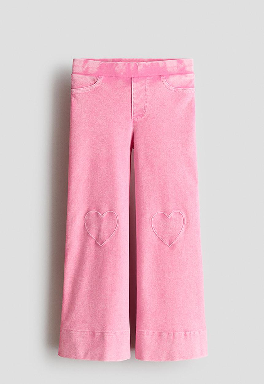 H&M - Denim-look wide-leg jeggings - pink