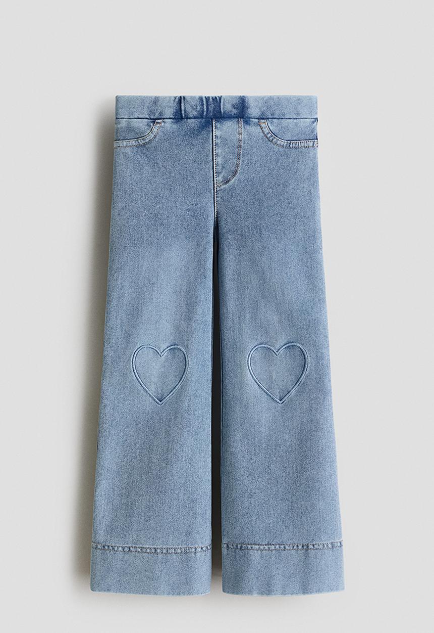 H&M - Denim-look wide-leg jeggings - light denim blue
